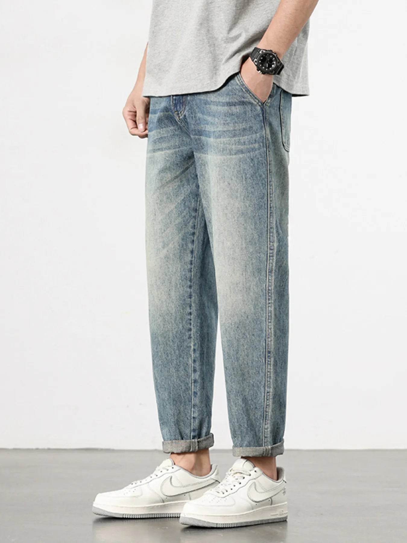 Men's Loose Fit Washed Jeans - Fashions Envy