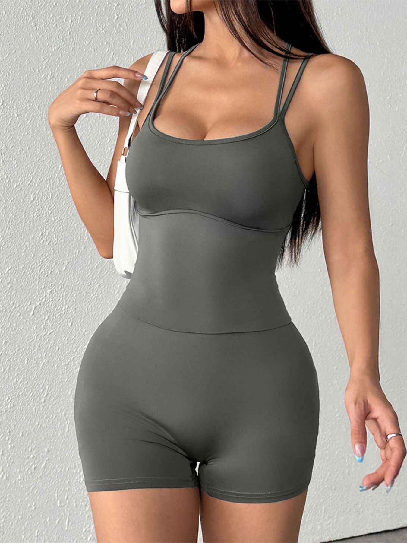 Double Spaghetti Strap Active Romper