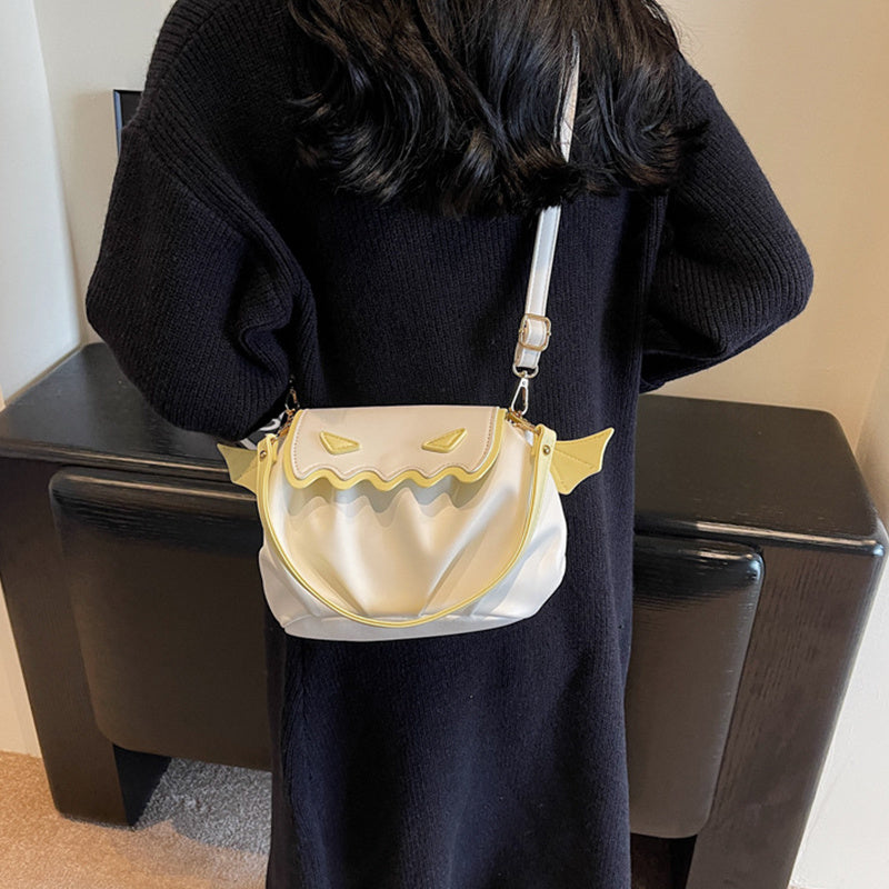 Halloween Pumpkin Crossbody Bag - Cartoon Shoulder Bag with Wings