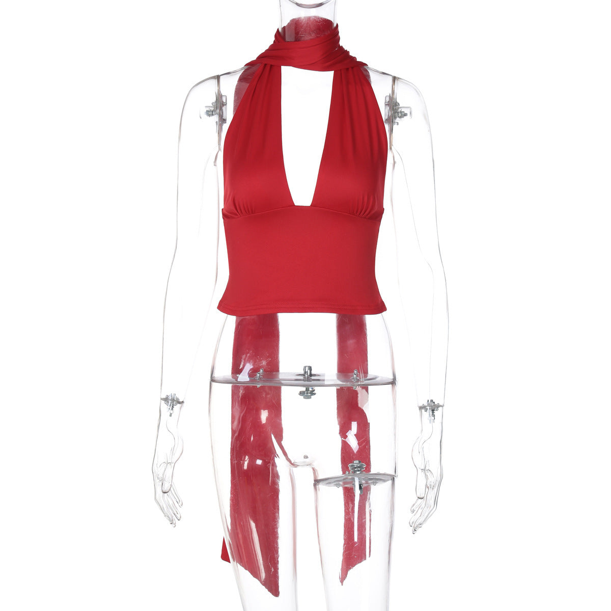 Deep V-neck Y2K Wrap Summer Halter Sleeveless Top