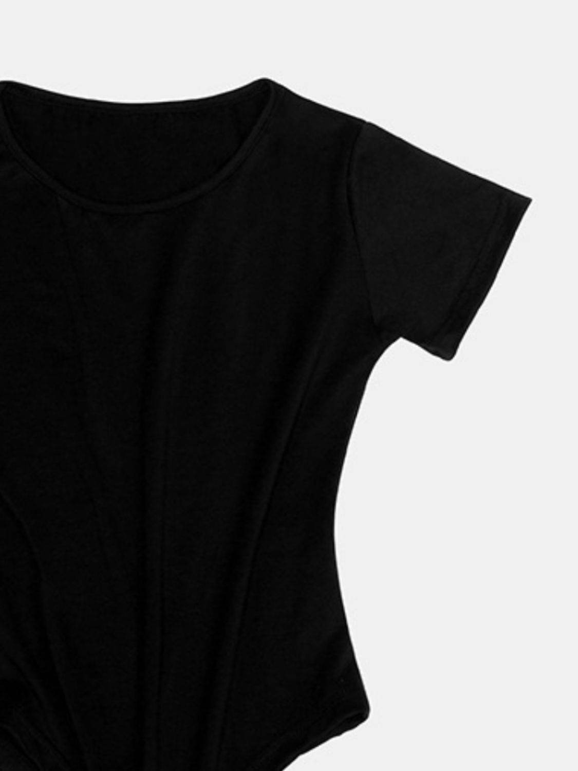 Full Size Round Neck Short Sleeve Bodysuit - Fashions Envy