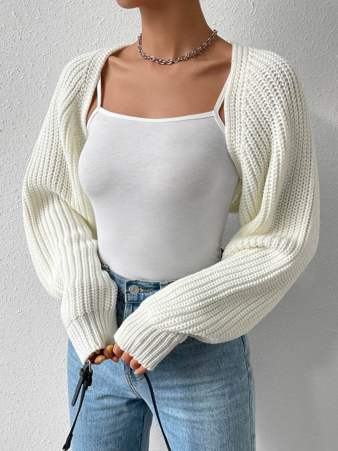 Honey Open Front Long Sleeve Cropped Cardigan - Fashions Envy
