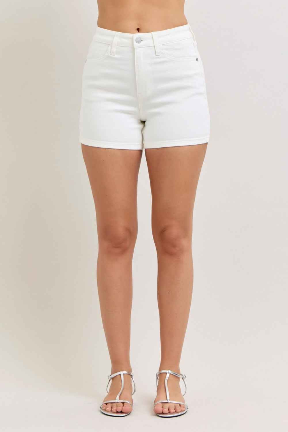 Judy Blue High Waist White Shorts - Slim Fit Full Size