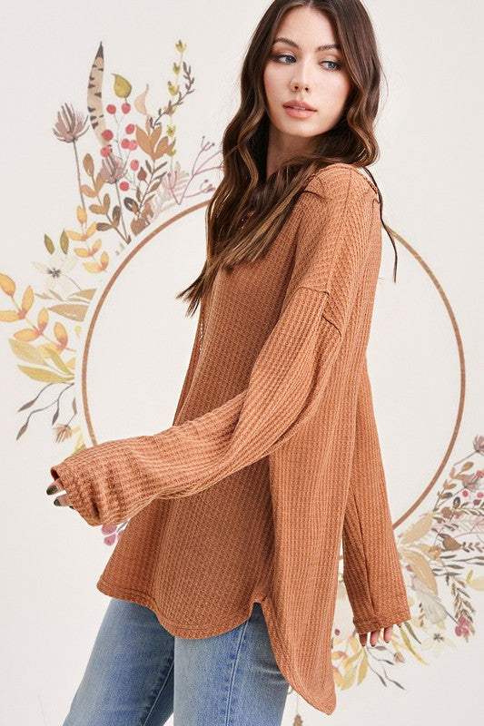 Raw Edge Details Bree Waffle Top