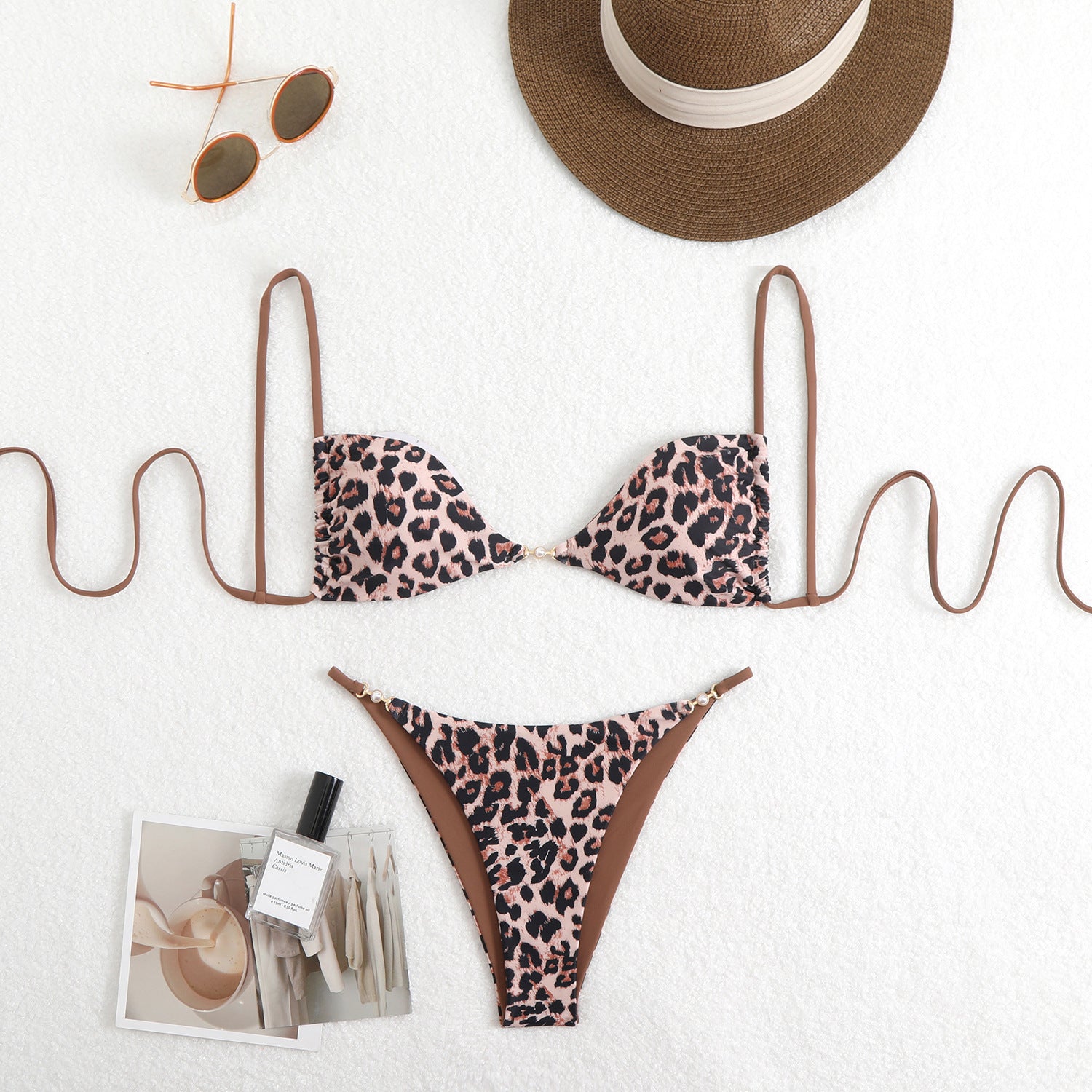 Multi-color Leopard Three-point Bikini Swimsuit Set