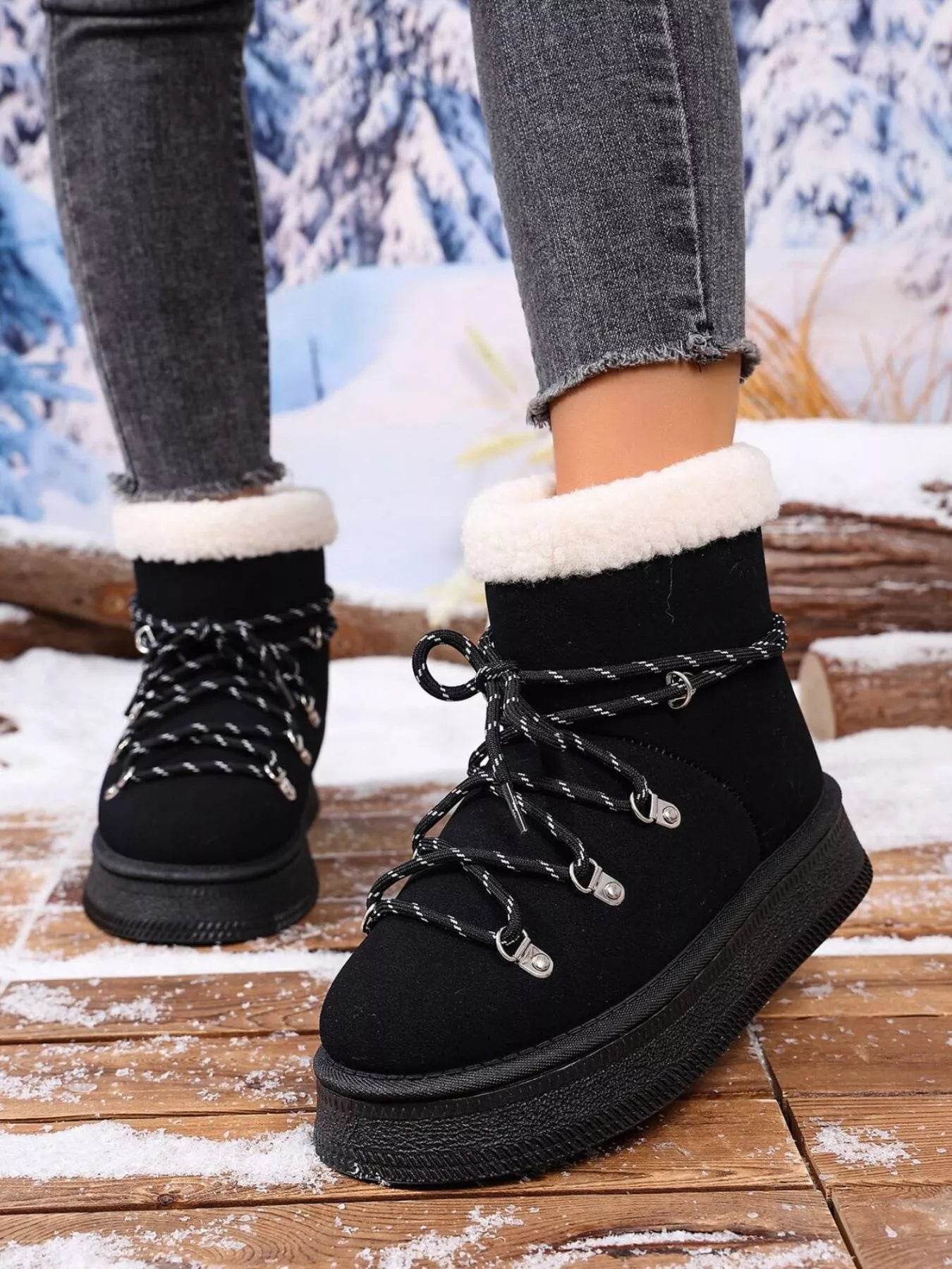 Round Toe Platform Boots - Fashions Envy