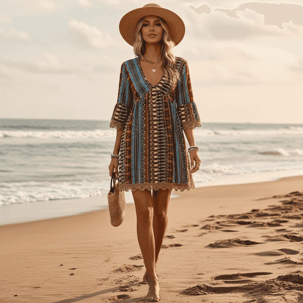 Beach Walk - Brown Turquoise