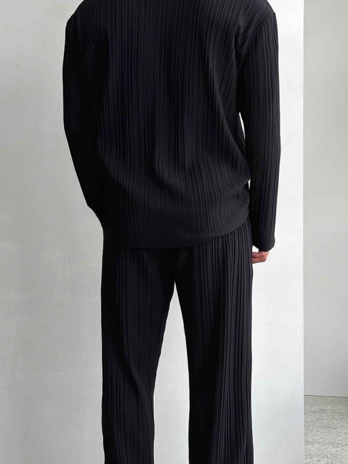 Men's Full Size Textured Button Up Shirt and Pants Set Plus Size