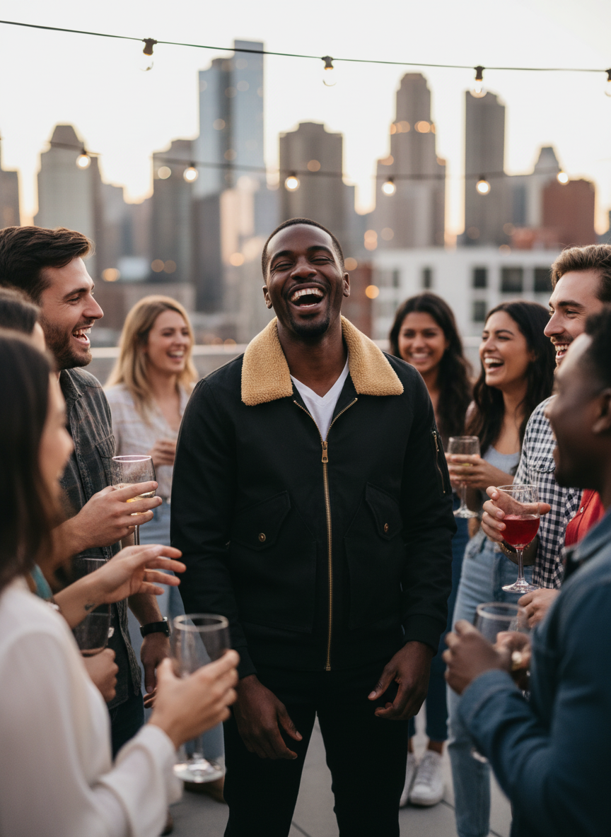 Black Bomber Jacket Lifestyle Image