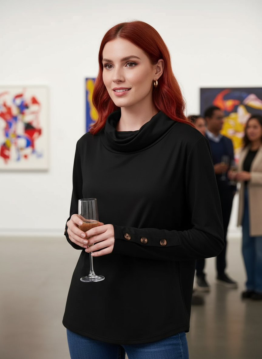 Black Cowl Neck Blouse Art Gallery Better View