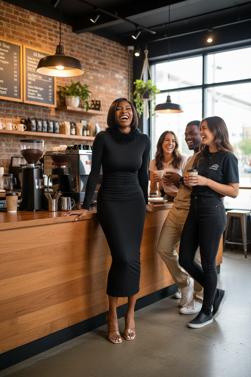 Black hoodie dress lifestyle image