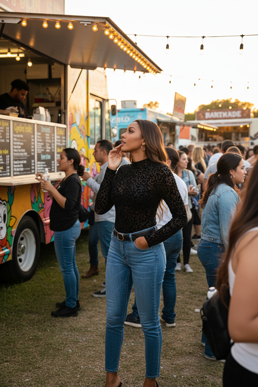 Black Woman Food Truck Festival - Black Leopard Print