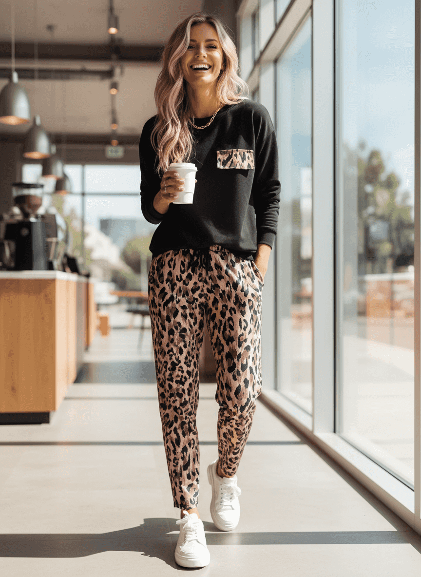 Leopard Print Lounge Set - Cozy Two-Piece Outfit - Fashions Envy