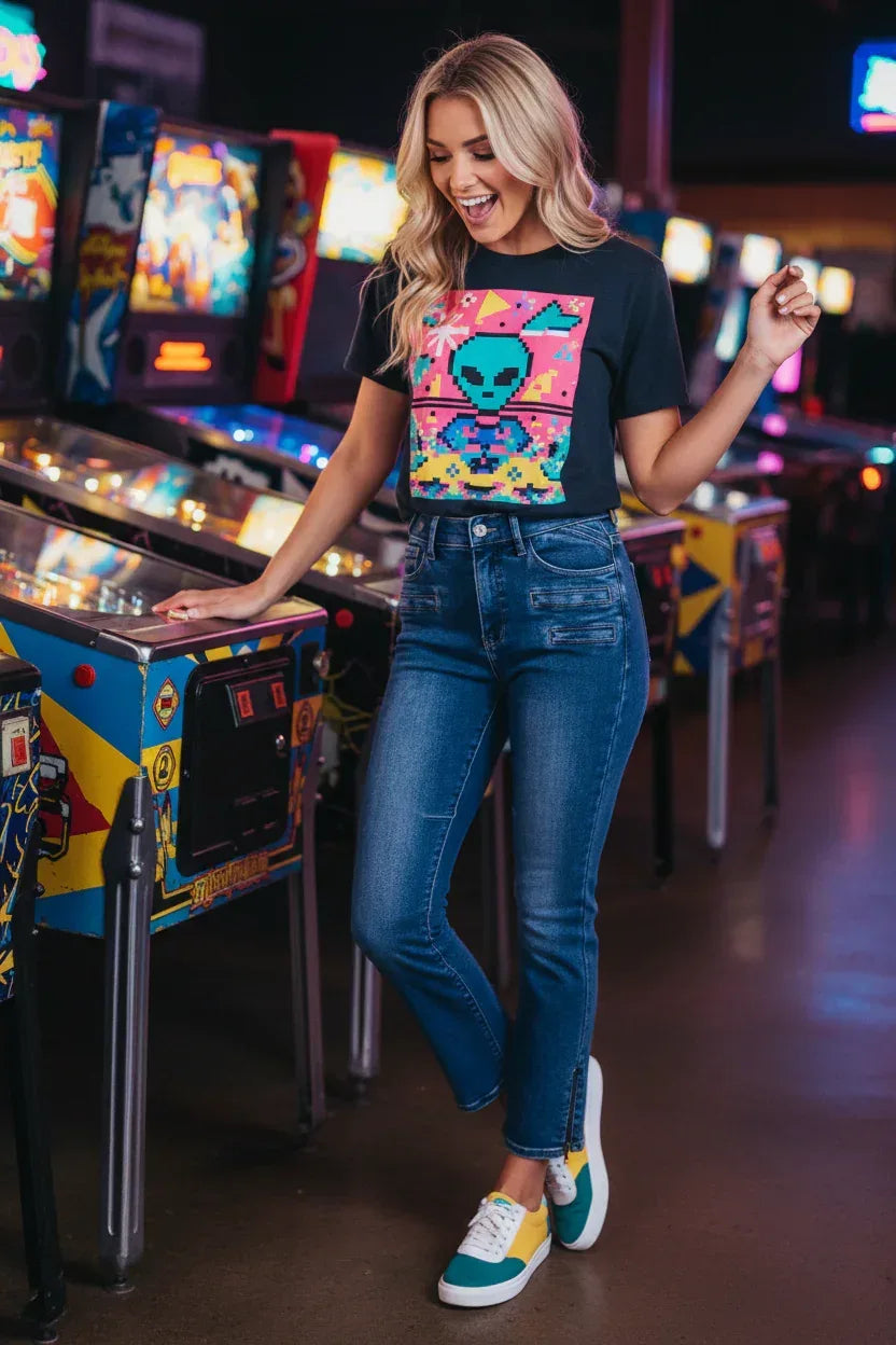 Mid Rise Skinny Crop Jeans - Tummy Control Stretch Denim - Fashions Envy