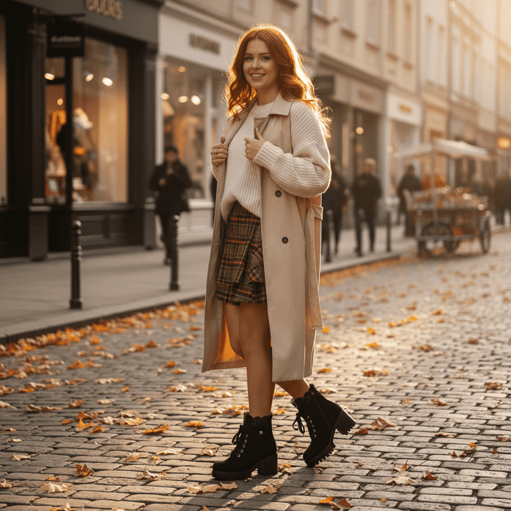 Chunky Heel Martin Boots - Lace-Up Platform Ankle Boots - Fashions Envy