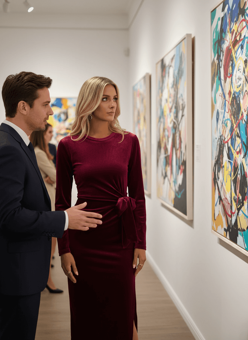 Velvet Midi Party Dress - Chic Side-Tie Style - Fashions Envy