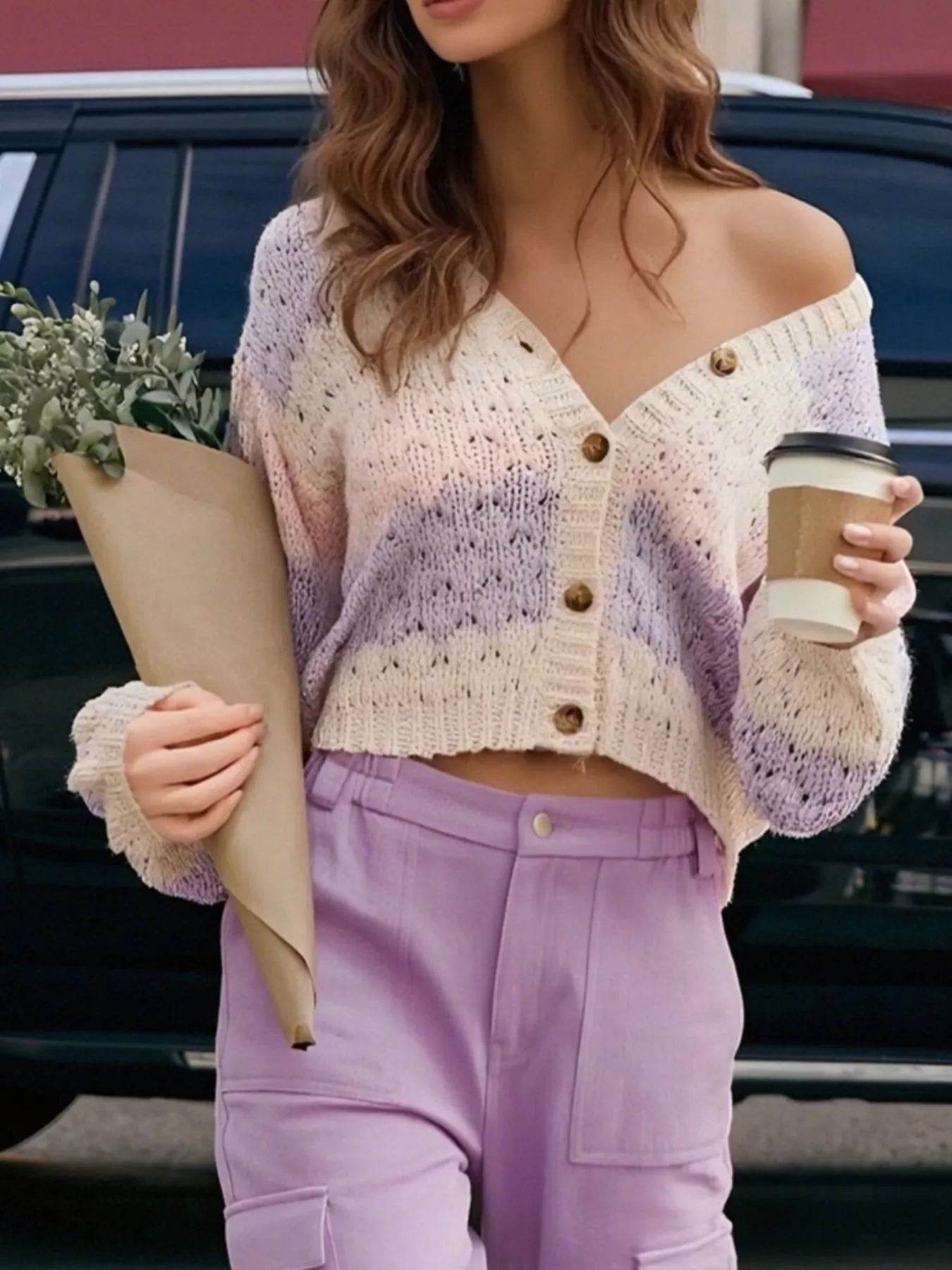 Trendsi Button Up Cardigan in Soft Pastel Colors, Ideal for Casual Outfits with Accessories