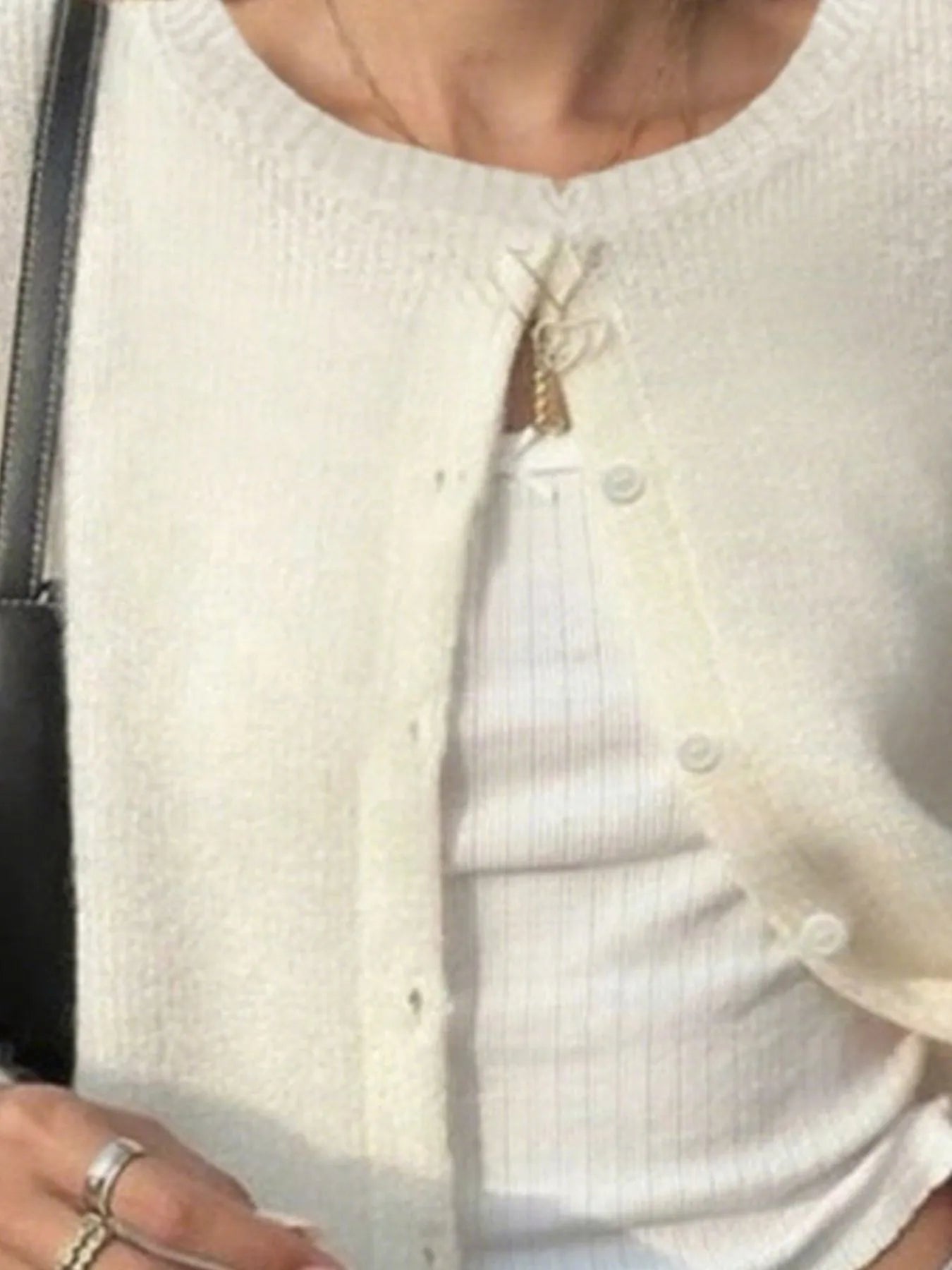 Trendsi Button-Up Cardigan in soft cream color featuring a classic button closure and cozy texture