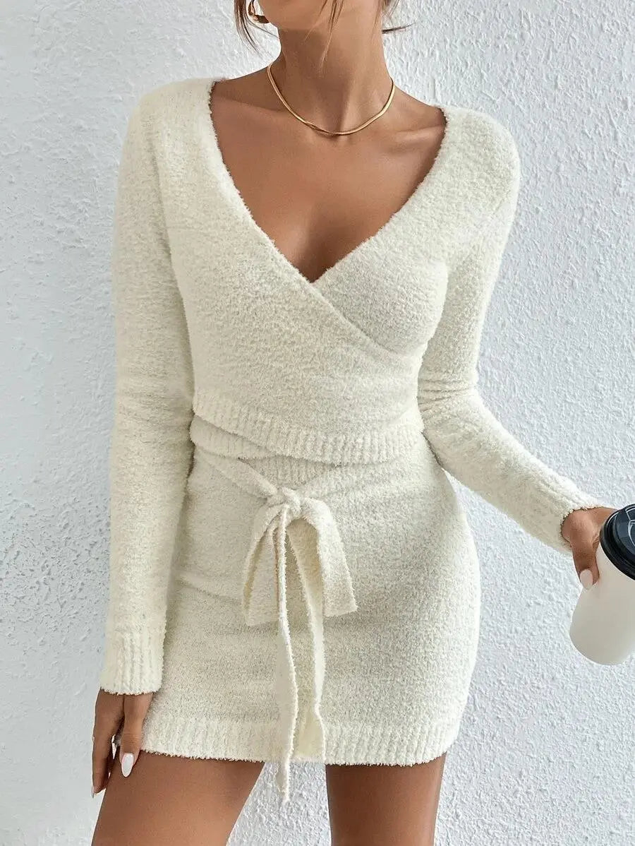 Cozy Knit Set - Sweater Top & Skirt Combo