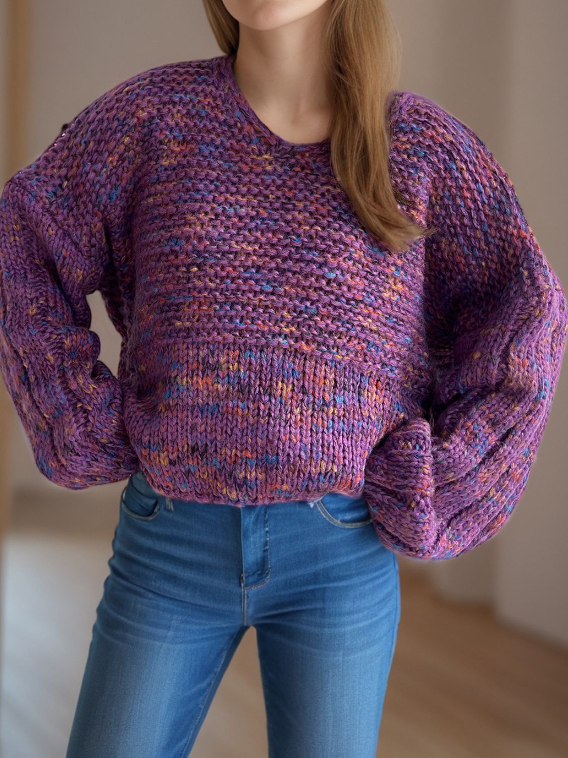 Dropped Shoulder Sweater - Cozy Long Sleeve Style