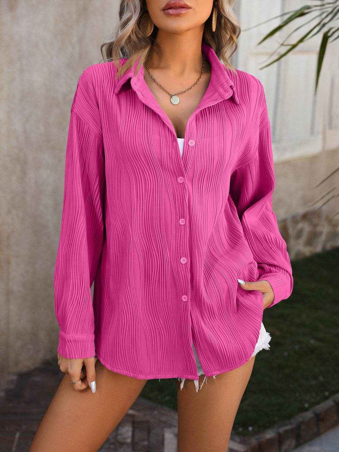 Mandy Button Up Dropped Shoulder Shirt