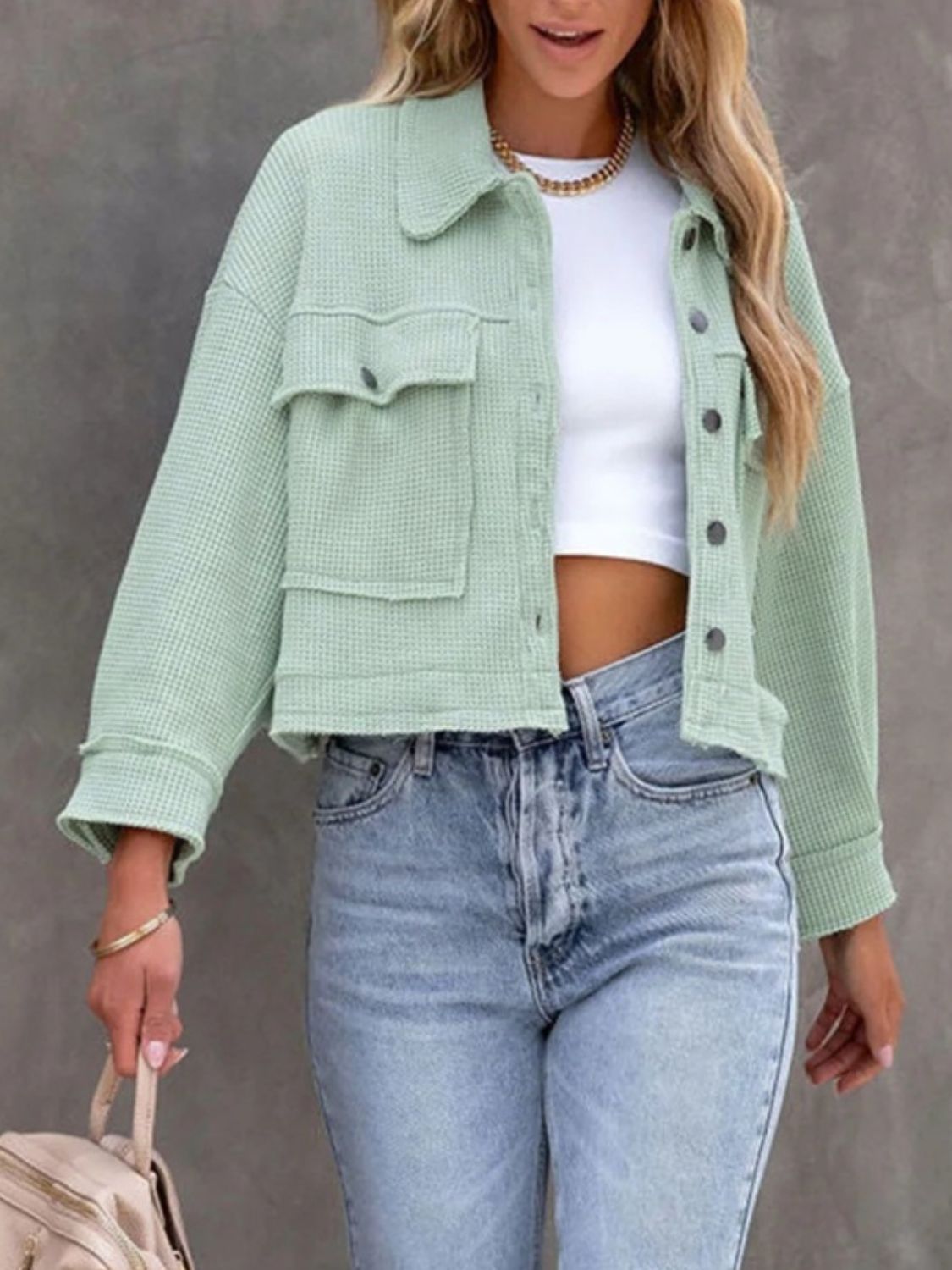 Chic Button Up Long Sleeve Jacket