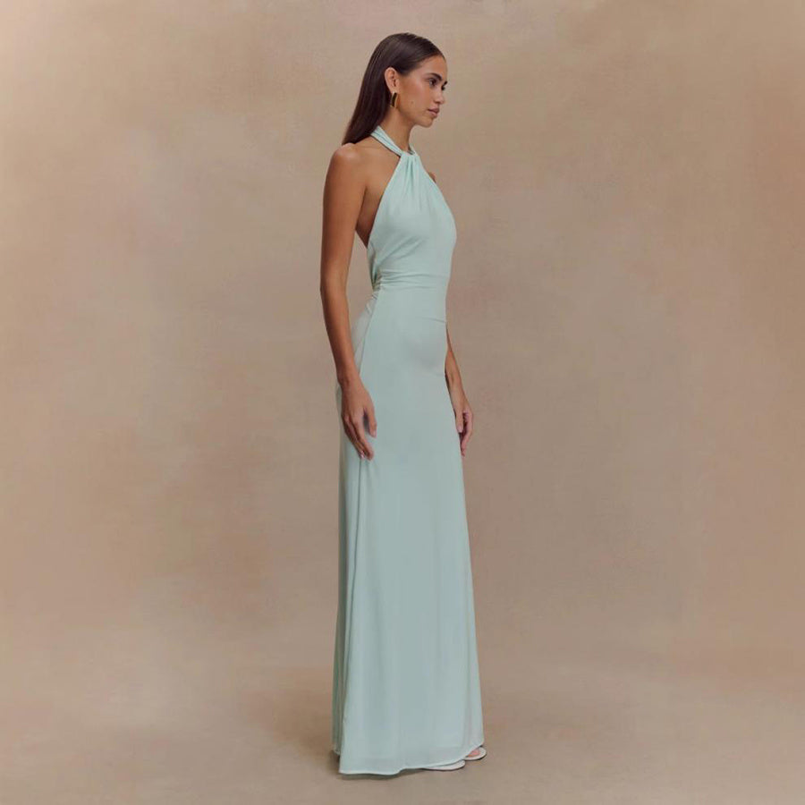 Halter Backless Maxi Dress - Elegant Formal Gown