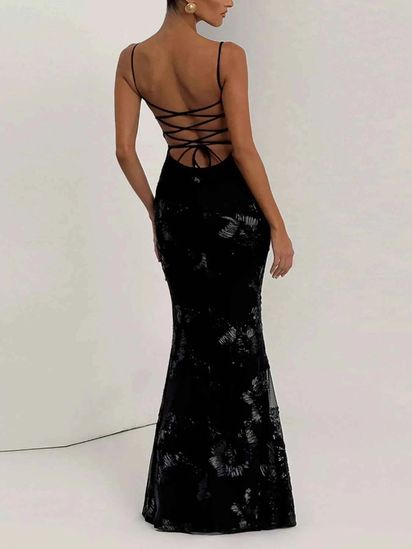Sweetheart Neck Maxi Dress - Spaghetti Strap Prom Gown