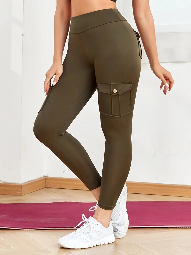 High Waisted Yoga Leggings with Pockets - Elastic Running And Sports Leggings