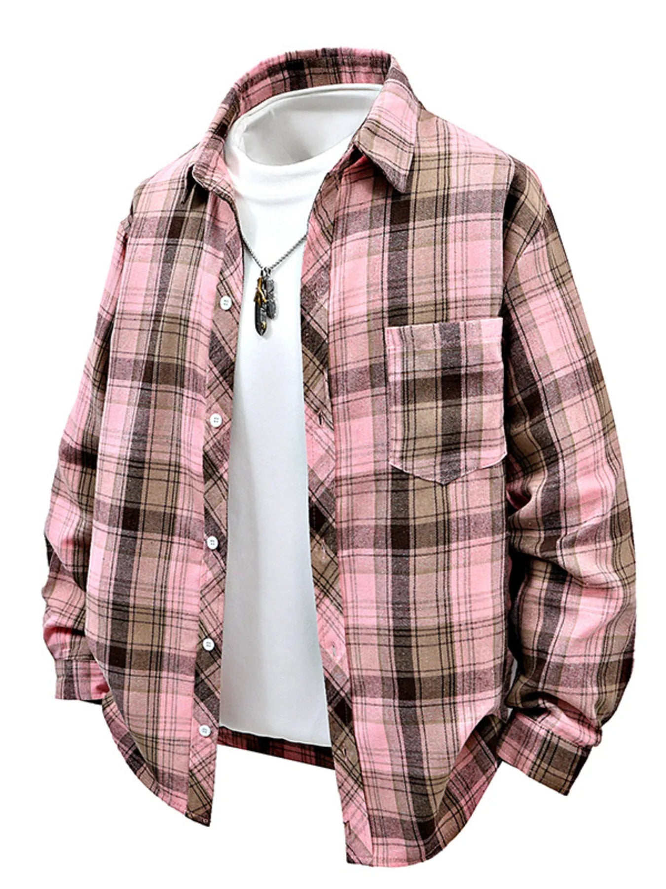 Plaid Button Up Shirt Men - Oversized Casual Fit - Fashions Envy