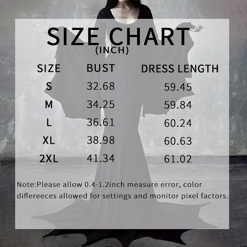 Women's Gothic Witch Bat Sleeve Dress - Halloween Cosplay Costume