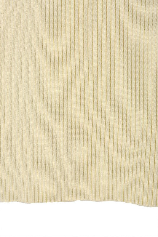 Yellow Sleeveless Ribbed Button Crop Top