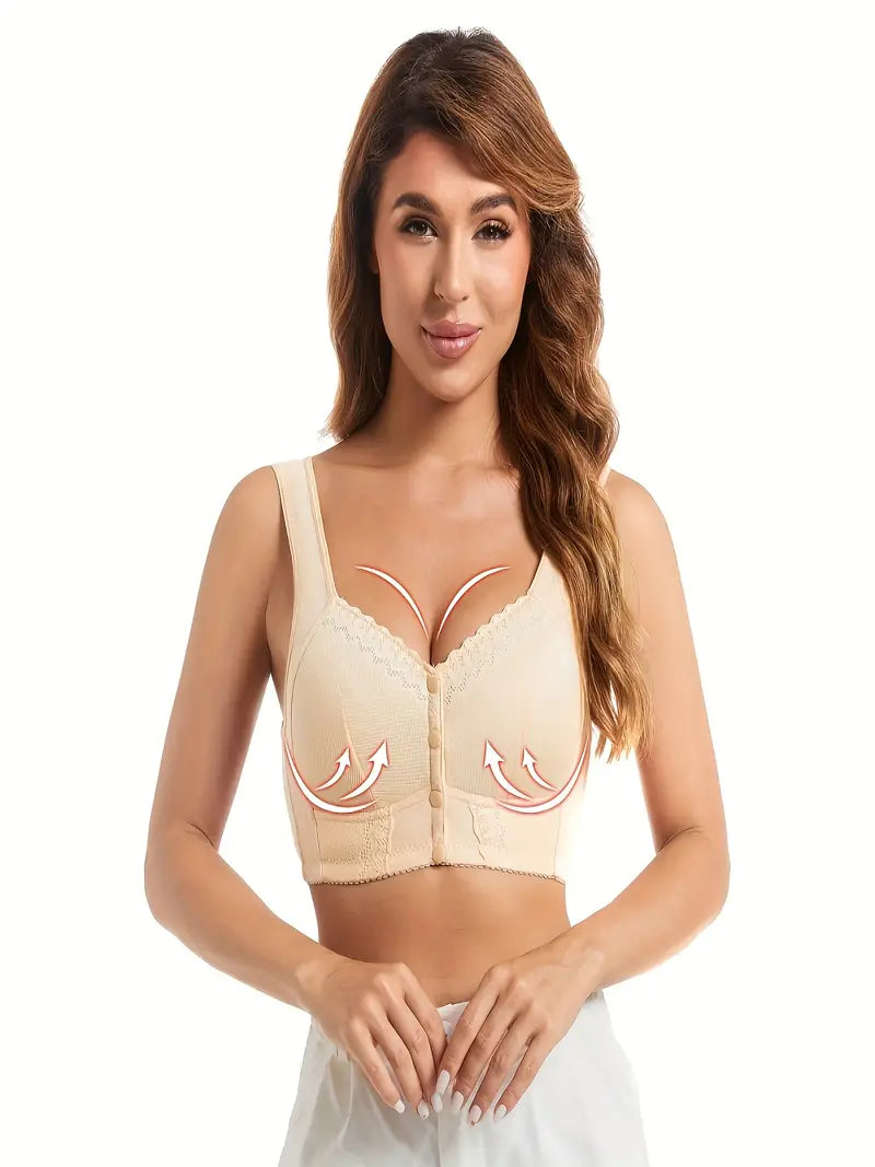 Elegant Floral Vest-Style Oversized Lace Wireless Bra