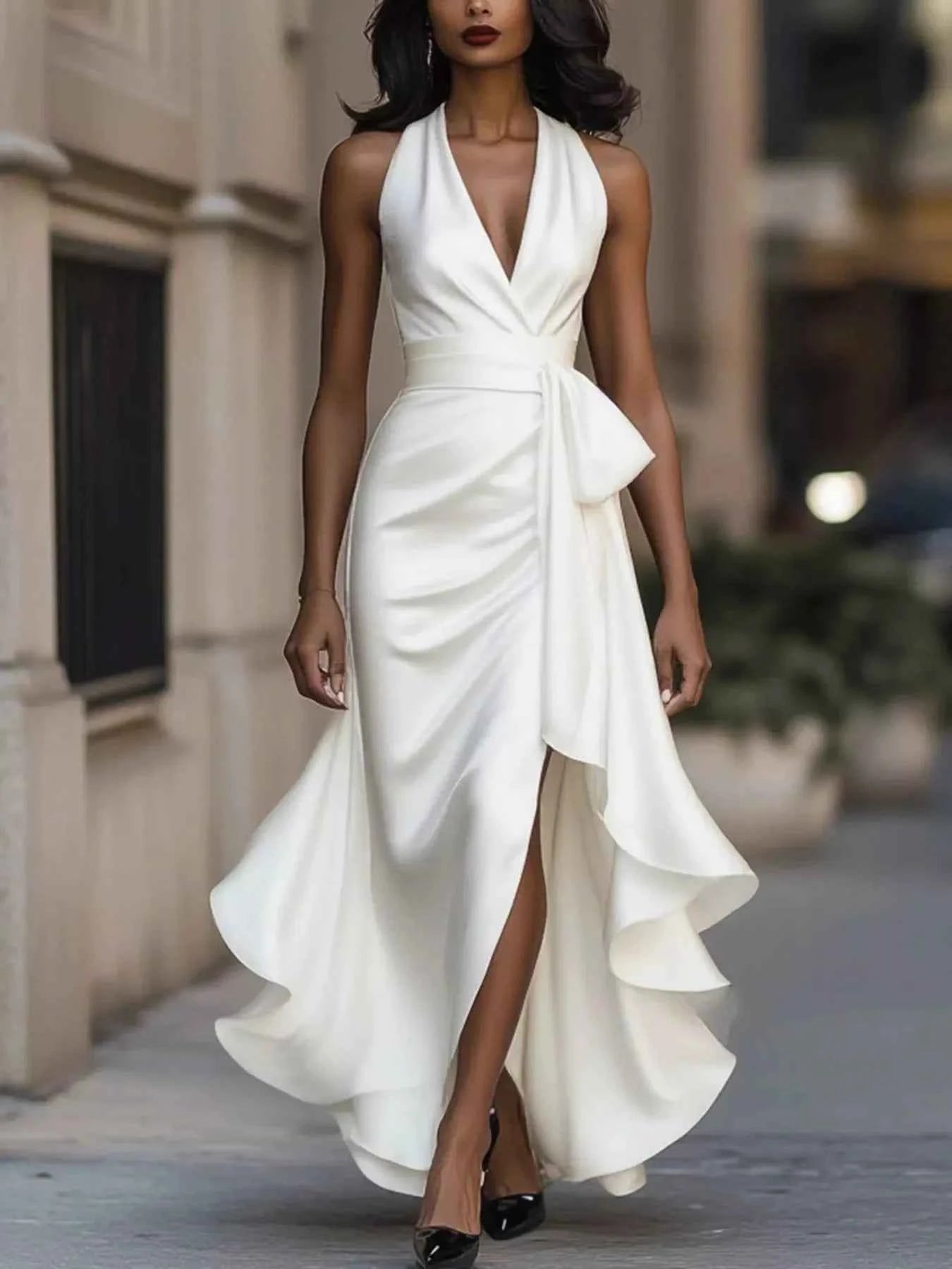 Ruffled Halter Neck Maxi Dress