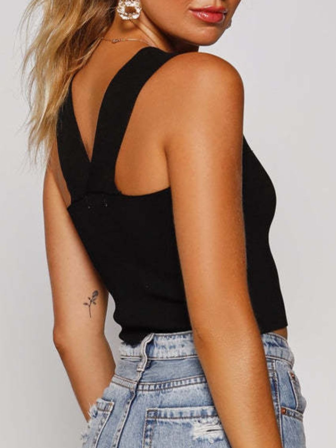 Square Neck Wide Strap Basic Tank Top