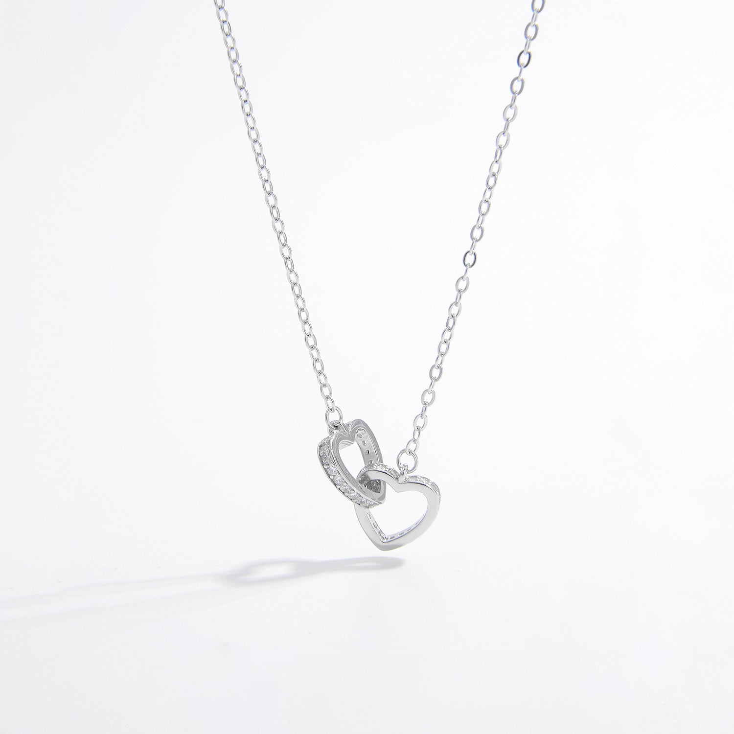 Inlaid Zircon Heart Necklace 925 Sterling Silver