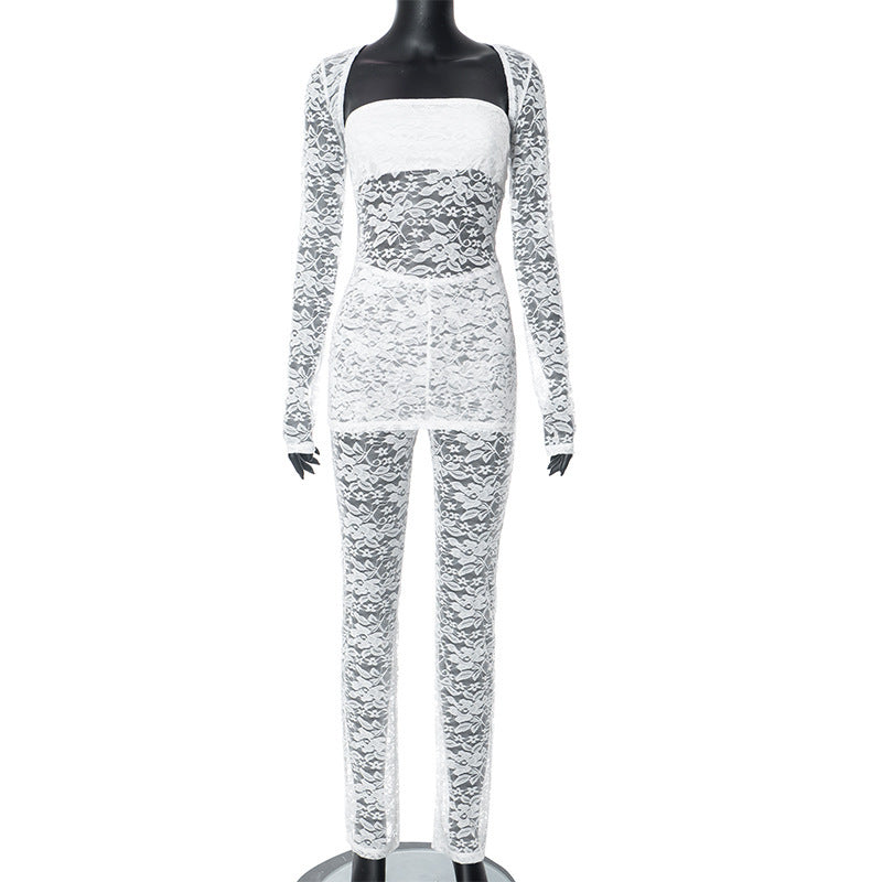 Lace See-Through Set - Blouse and Pants Intimate Wear