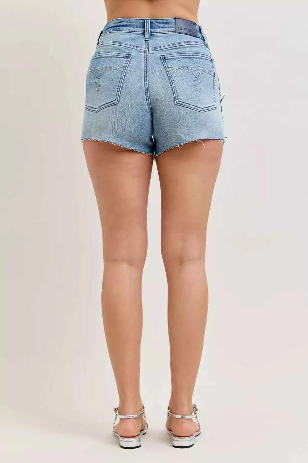 Judy Blue Hw Rigid Magic Cut Off Denim Shorts with Raw Side Seams