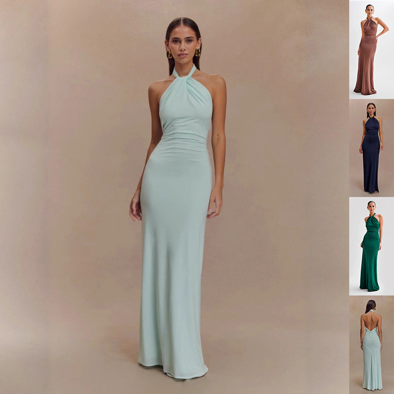 Halter Backless Maxi Dress - Elegant Formal Gown