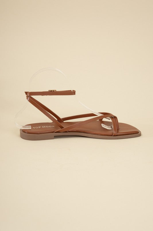 Squared Off Open Toe Flat Sandals