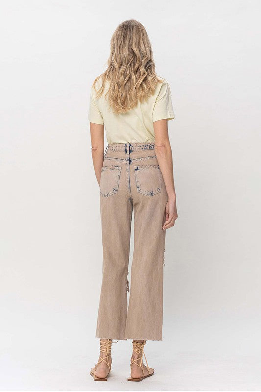 Distressed Casual 90s Vintage Crop Flare