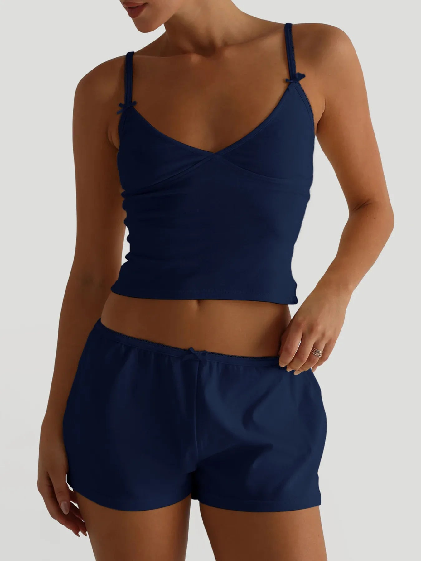 Trendsi Cami and Shorts Set in Navy Blue for Comfortable Summer Relaxation
