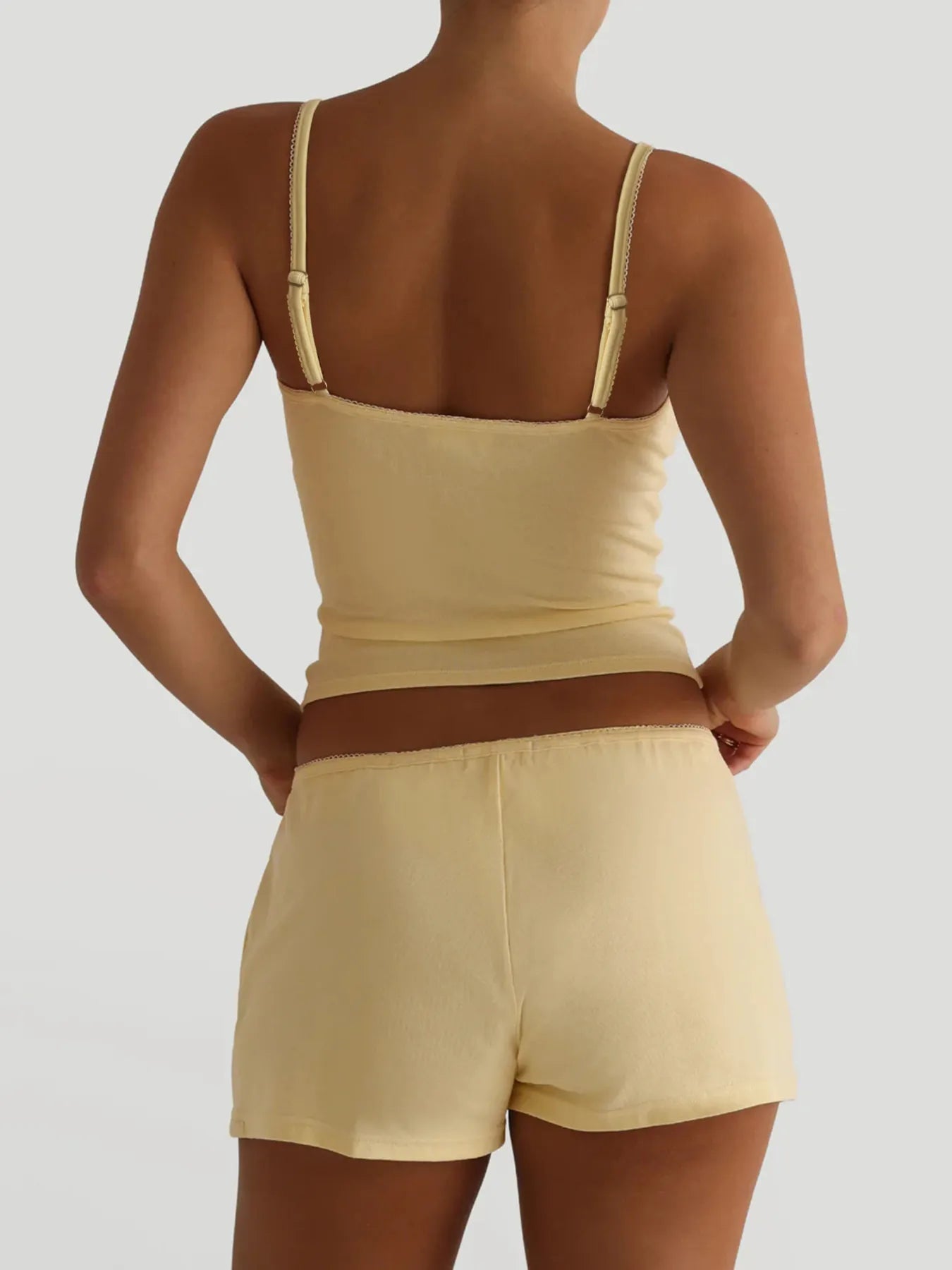 Trendsi Cami and Shorts Set in Soft Yellow with Comfortable Fit for Warm Weather