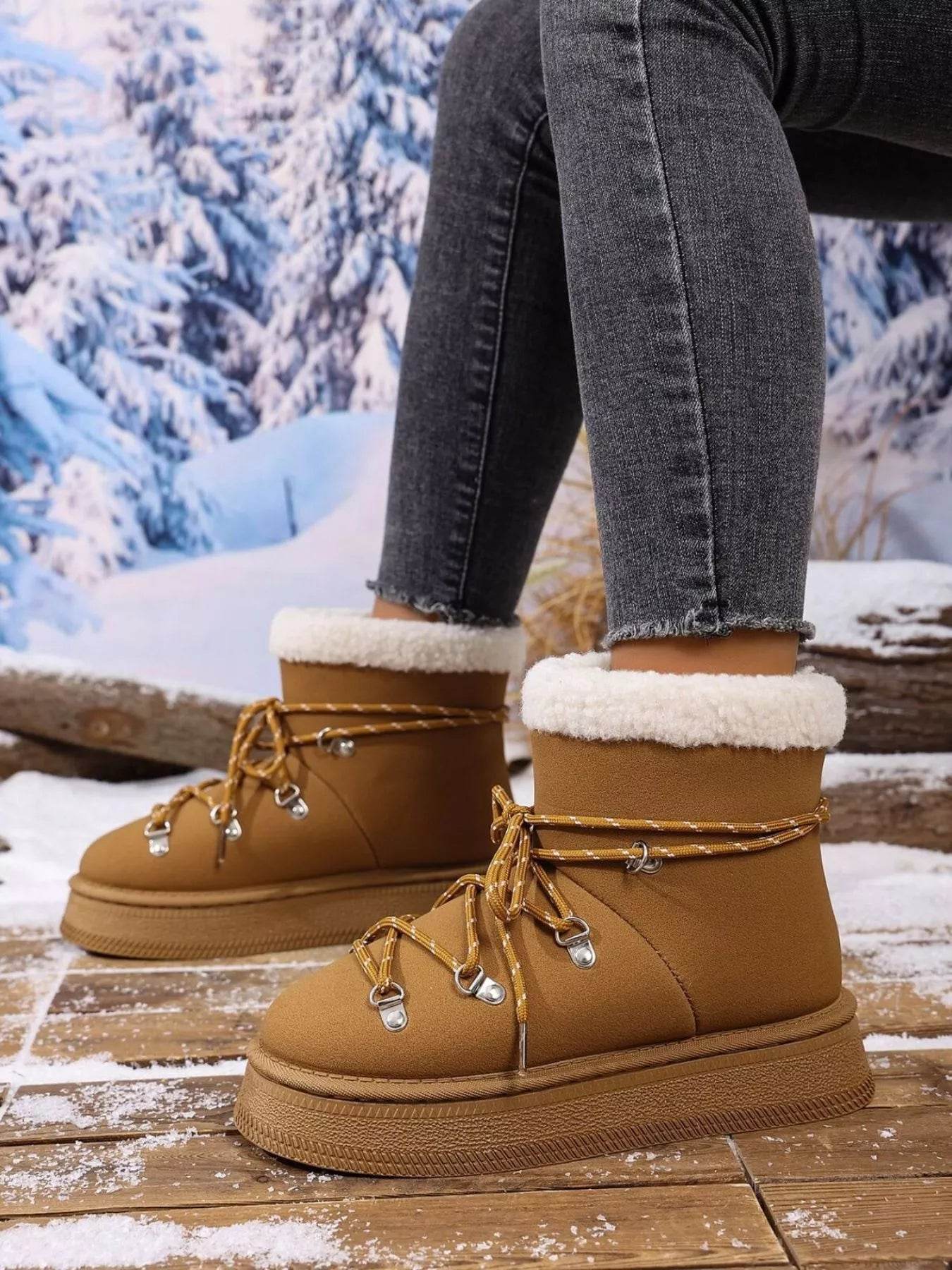 Round Toe Platform Boots - Fashions Envy