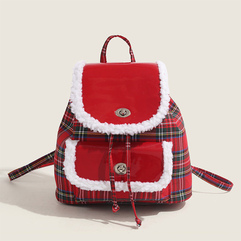 Red Plaid Handbag - Lightweight Holiday Tote