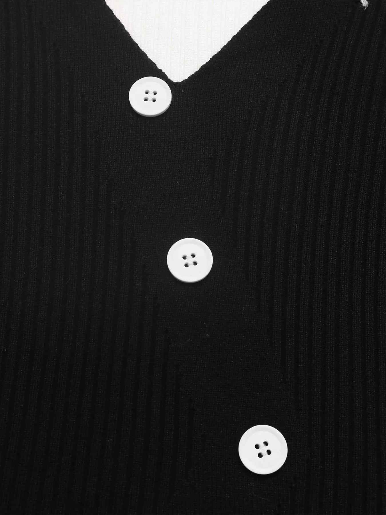 Color Block V-Neck Sweater - Chic Button Detail - Fashions Envy