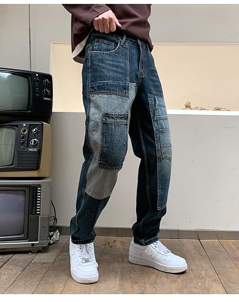 Multi-Pocket Dad Jeans Men - Loose Fit Cargo Style - Fashions Envy