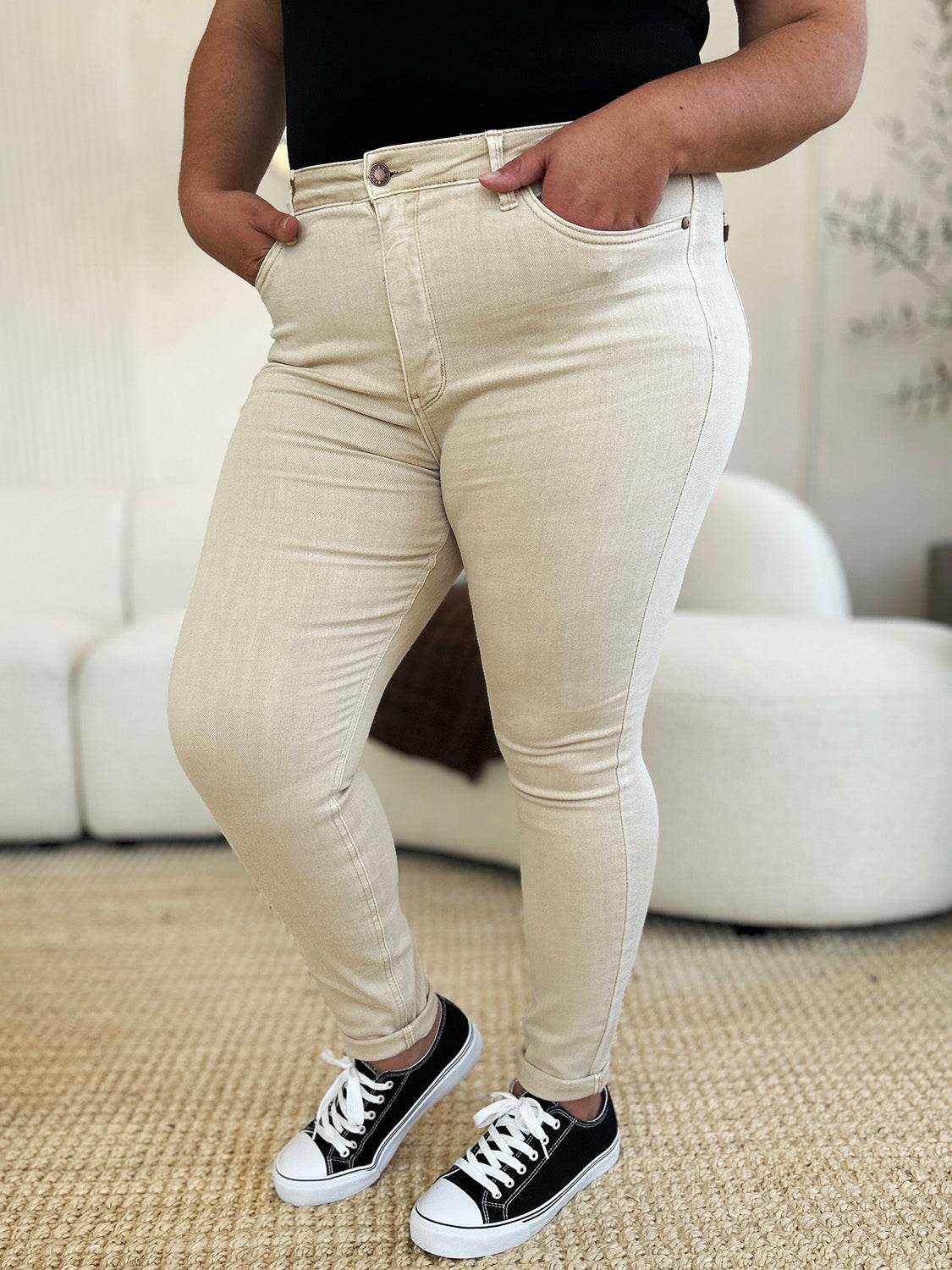 Judy Blue Full Size Garment Dyed Tummy Control Skinny Jeans - Fashions Envy