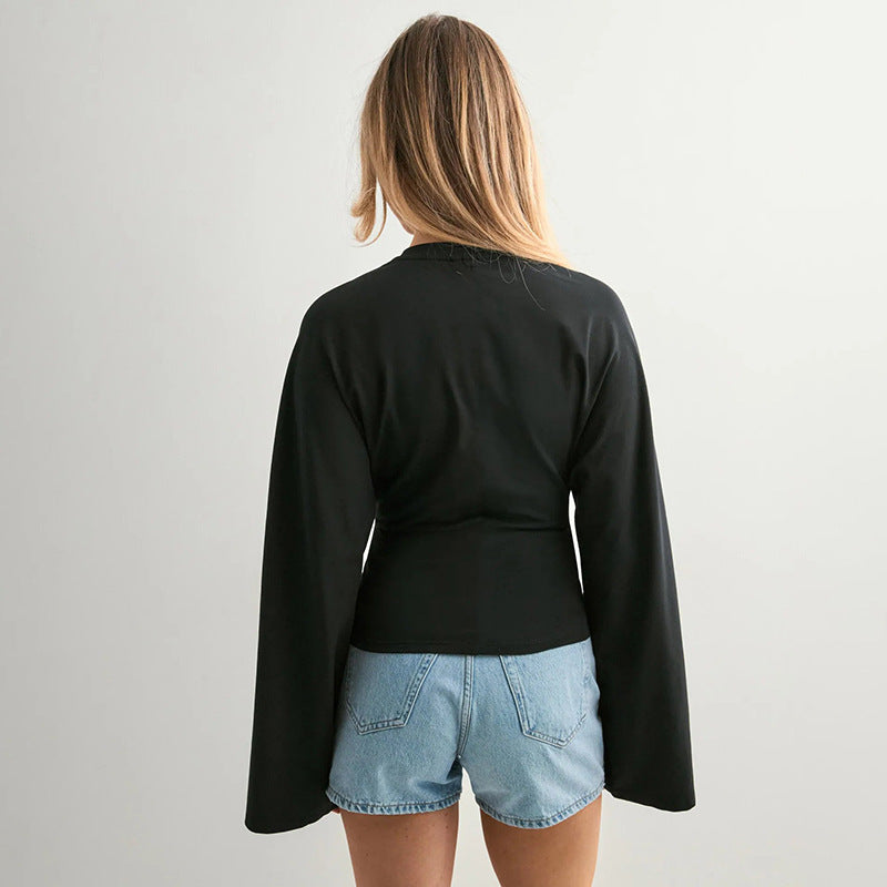 Round Neck Long Sleeve Top - Waist-Tight Fit - Fashions Envy