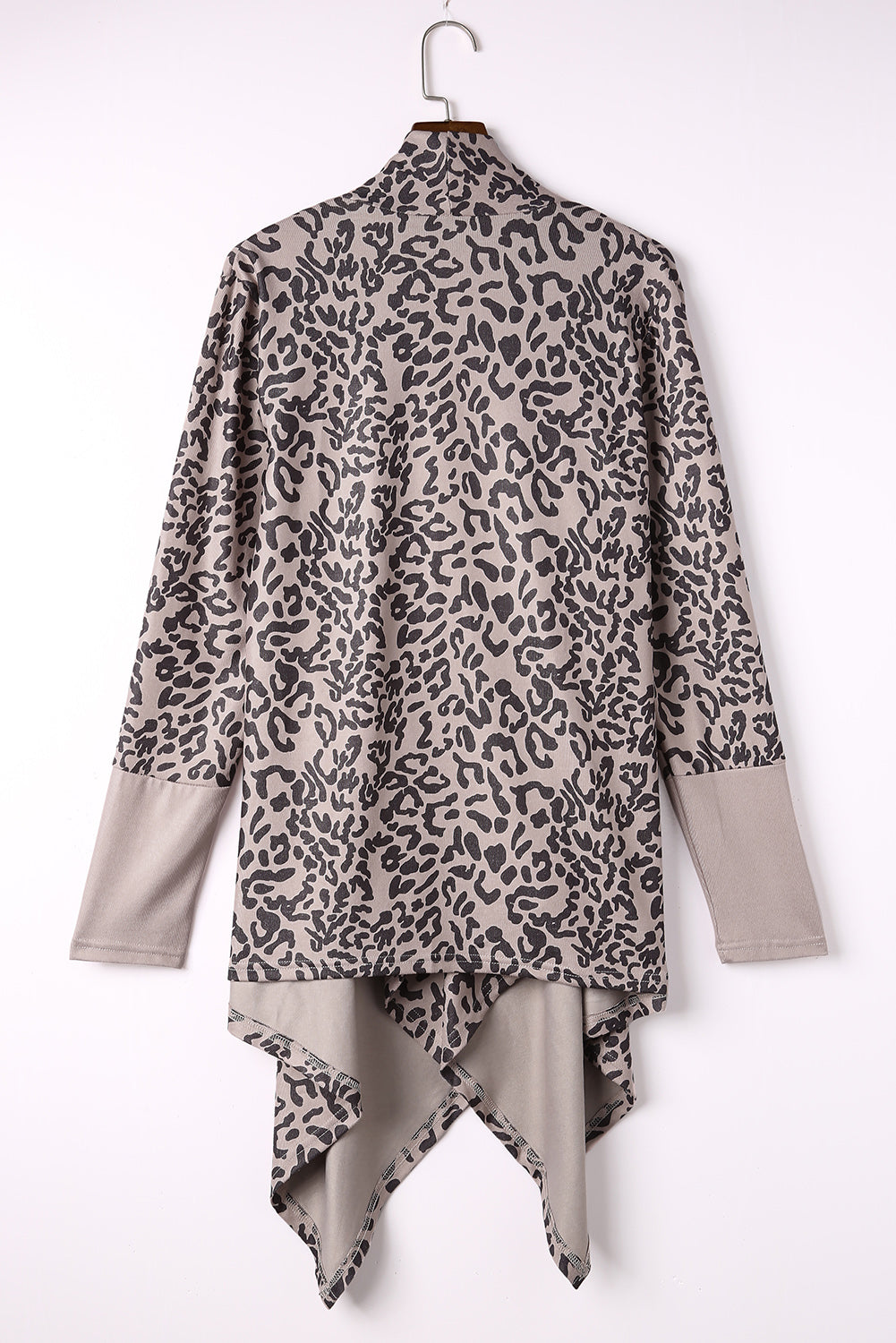 Leopard Open Front Long Sleeve Cover-Up Cardigan
